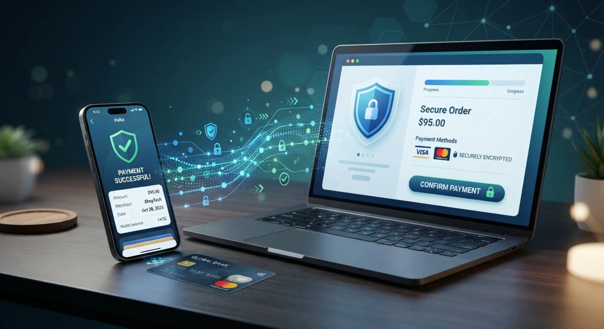 Biztonságos online fizetés szimbolikus képe