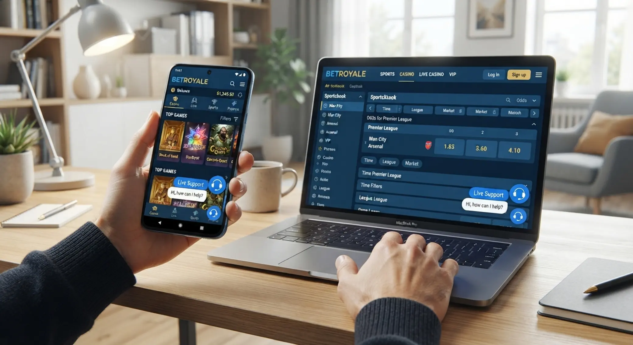 Mobilbarát online kaszinó felület telefonon és laptopon