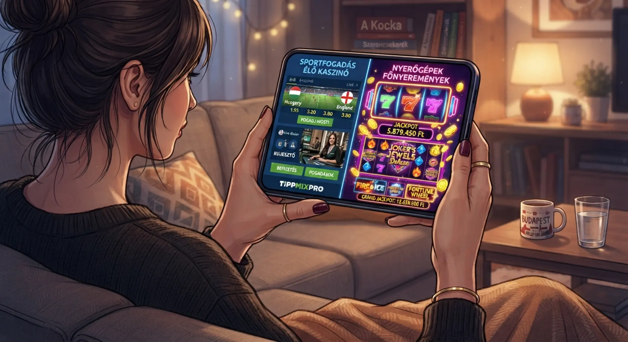 Mobilon játszó felhasználó sportfogadás és slot felülettel