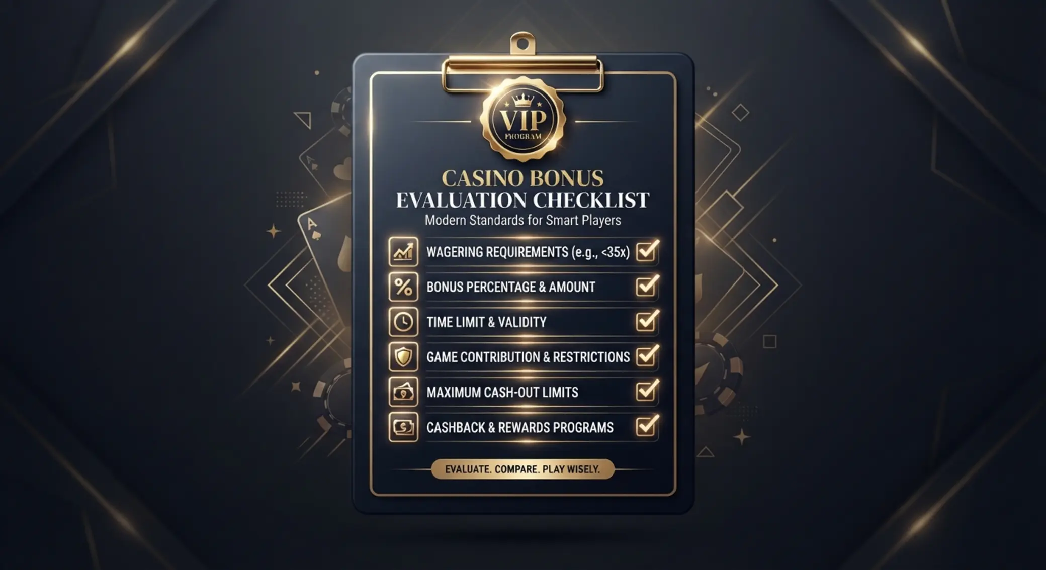 High roller bónusz ellenőrzőlista minimalista illusztrációja