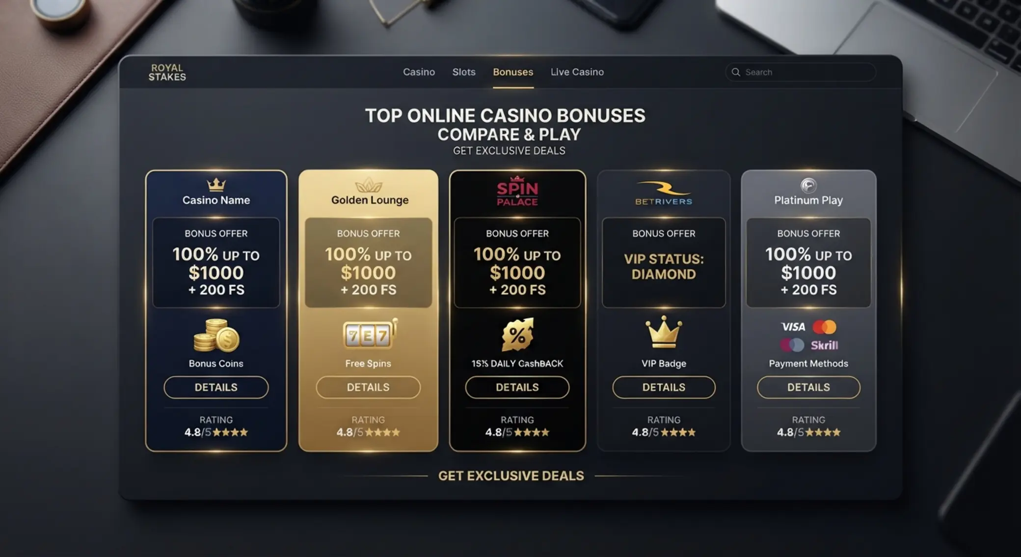 High roller kaszinó ajánlatok összehasonlítása bónusz és cashback ikonokkal