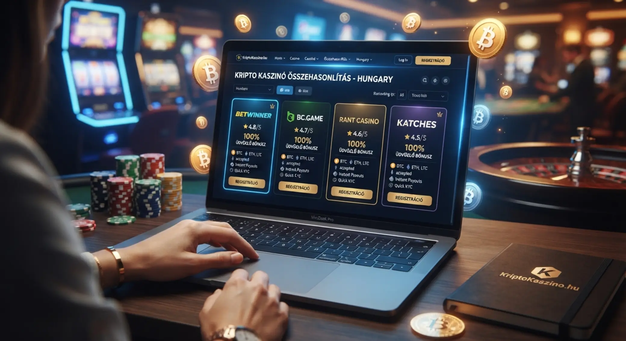 Bitcoin kaszinó toplista illusztráció Bitcoin kaszinók toplistája összehasonlító nézetben