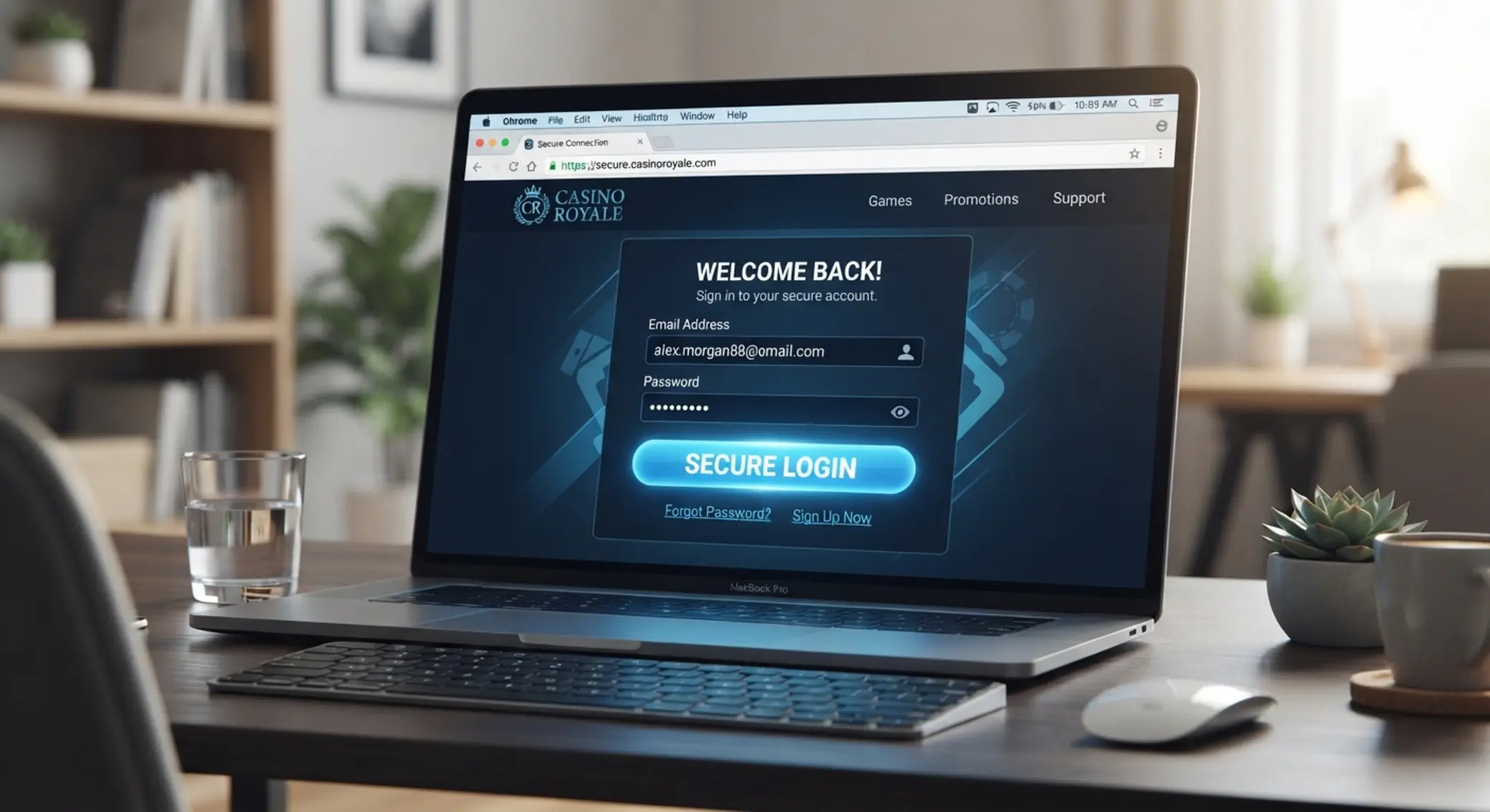 Online kaszinó login űrlap email és jelszó mezőkkel